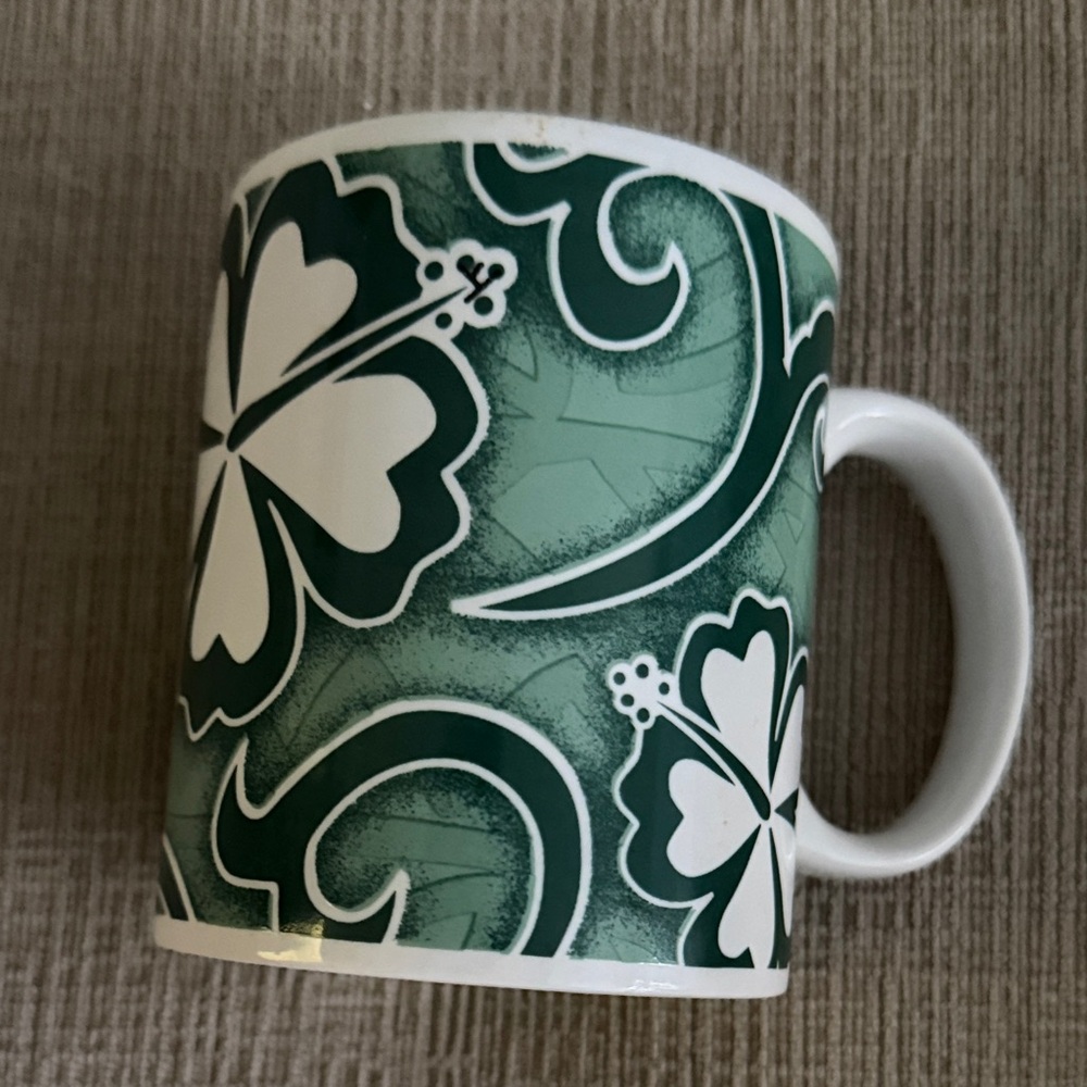 Vintage Island Heritage Hibiscus Coffee Mug Green